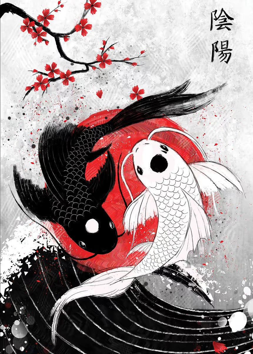 Koi Fish Yin Yang metal poster artwork